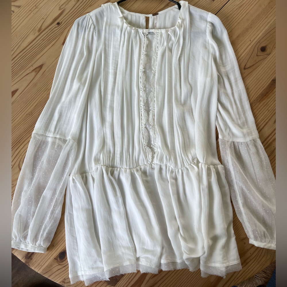 Free People flowy festival cottage core pirate-esque top blouse  XS
